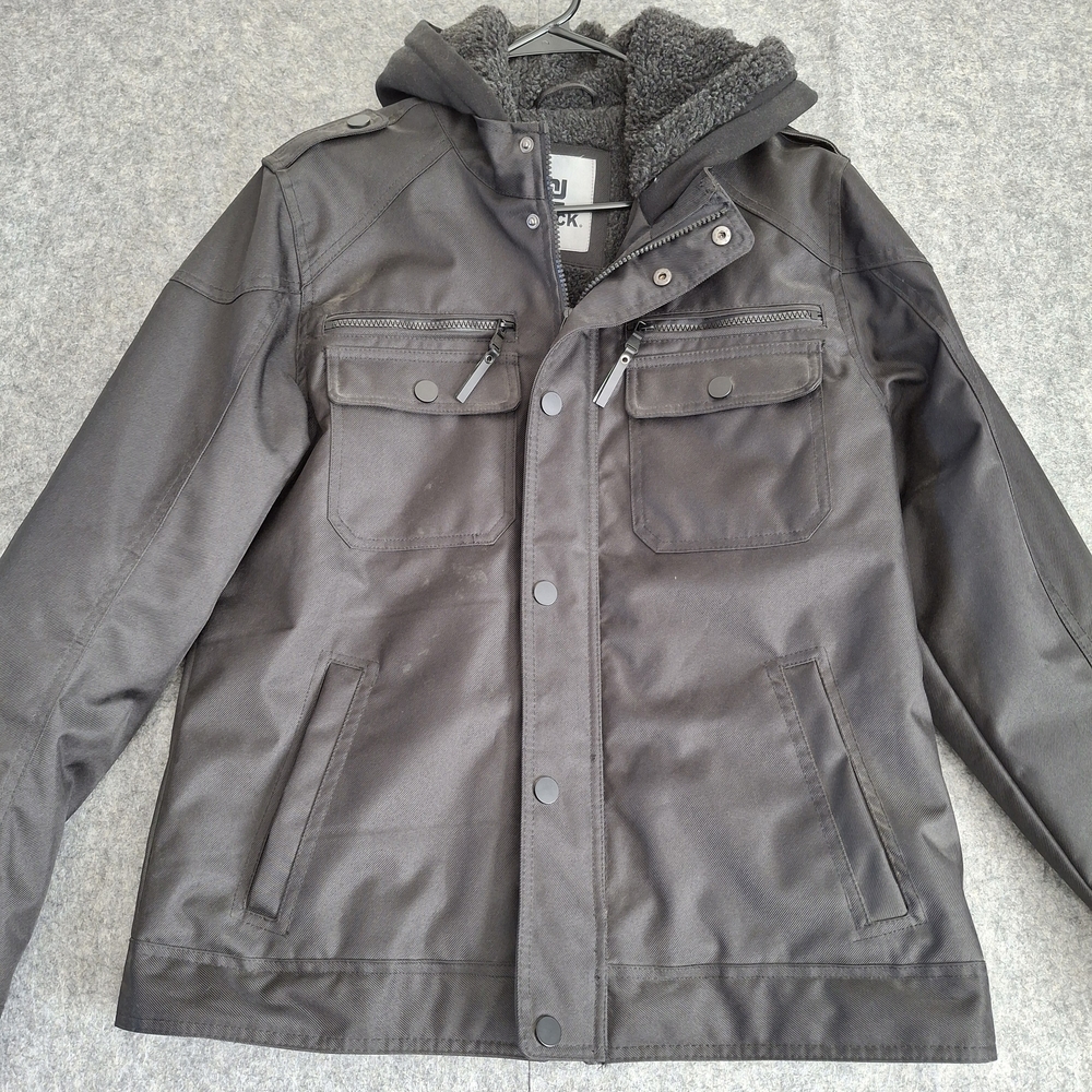 Men's Black Hooded Sherpa Lined Jacket - Size M - Winter, Outdoor